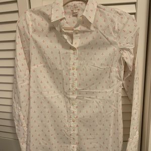 JCrew Pink Anchor Patterned Button Down Size XXS